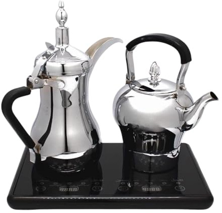 Hervidor Eléctrico Árabe 800ml (27 fl oz) con Apagado Automático - Acero Inoxidable 304-2 Teteras + Base
