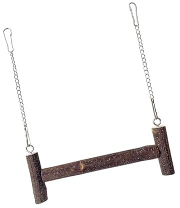 YIGZYCN Juguete colgante de madera para pájaros con cadena, soporte de madera, balancín para mascotas pequeñas, alivio del aburrimiento, ejercicio, descanso, juguete de madera natural