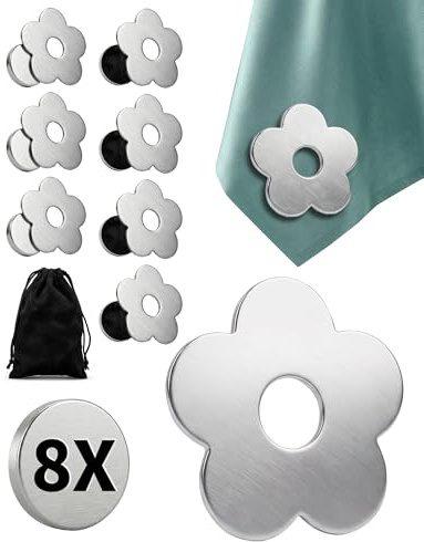 8X Pinzas Sujeta Manteles de Mesa Exterior Pesas Manteles de Acero Inoxidable Extra Pesadas Clip magnético manteles Mesa (Flor)