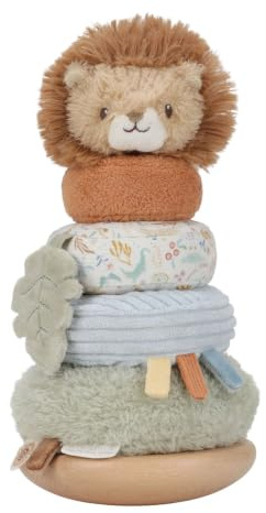 Little Dutch Stapelturm - Stapelringe - Steckspiel aus Holz und Stoff - für Babys ab 12 Monaten - Unisex - Safari Friends