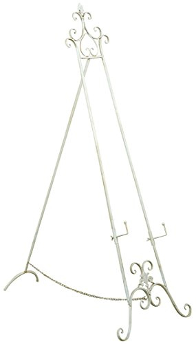 Biscottini Bilderständer 53x96x150 cm - Staffelei aus Schmiedeeisen mit antikiertem weißem Finish - Eleganter und praktischer Bilderständer - staffelei groß für Bild