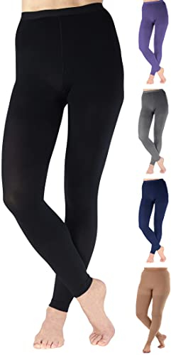Compression Leggings for Women 20-30mmHg - Footles High Waist Compression Tights for Circulation during Pregnancy, Sports, Workout, Running - Black, Medium - A717BL2