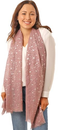 Style Slice Star Moon Scarf for Women, Lightweight Foil Shawl Wrap