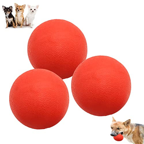 Panlom Hundebälle, unzerstörbar, 100 % Naturkautschuk, Hüpfball, ungiftig, robust, Kauspielzeug für kleine bis mittelgroße Hunde, 3 Stück
