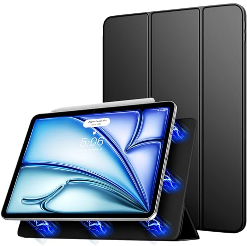 TiMOVO Funda para iPad Air 11 Pulgadas (M4/M3/M2-2026/2025/2024), iPad Air 5ª/4ª Generación (2022/2020) 10.9, Cubierta Magnética Fuerte con Soporte del Tríptico, Auto Estela/Sueño, Negro