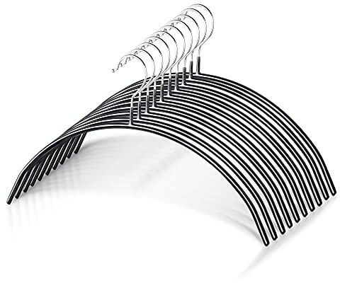 Clothes Hangers, Arc-Shaped Iron with Grippy Rubber Coating, 10 PK, Black