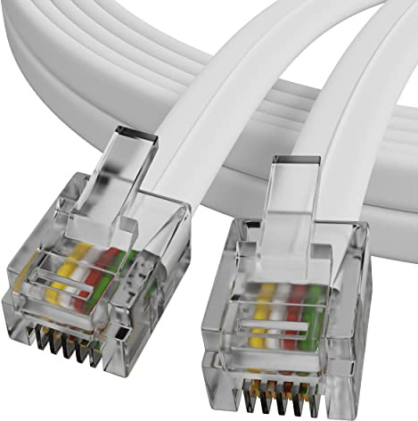 ConnectingU® 3m long White ADSL Modem Cable - Premium Quality with Gold Plated Contact Pins, Ideal for High Speed Internet Broadband Routers/Modems to RJ11 Phone Socket DSL Microfilter.