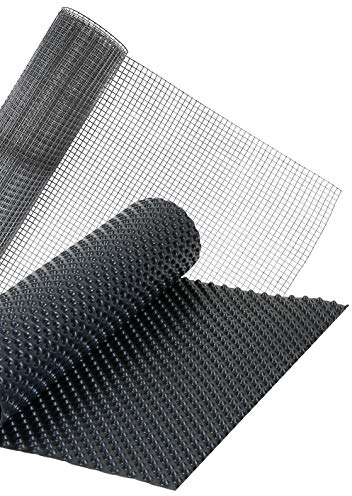 bellissa ‎‎97142 + 95589 – Noppenfolie und Drahtgitter – Gitter feinmaschig Silber 2,1 x 1,1 m, Noppenmatte Schwarz 0,8 x 6,5 m