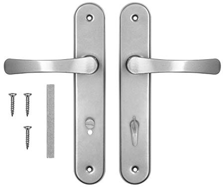 ADGO Türdrücker - WC Garnitur 72 mm - Drückergarnitur WC - Türklinke - Haustürgriff - Tür Griffe Set Innen - Türgriff - Langschildgarnitur - Profilzylinder - Zimmertüren - Türgriffe Innentüren
