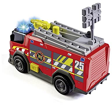 Dickie Toys – Feuerwehrauto – mit echter Wasserspritze, Sirene und Licht, Freilauf, 15 cm lang, Spielzeugauto für Kinder ab 3 Jahren
