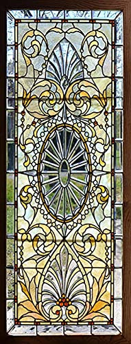 A.Monamour Adesivo Porta Autoadesiva Modello Di Finestra Di Vetro Colorato Vinile PVC Adesivi per Porte Interne 3D Pellicola Adesiva Poster Sticker Murale Decorazione da Parete Carta da Parati