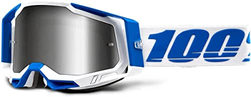 100% Motocross Brille Racecraft 2 Verspiegelt, Isola - Weiß Blau, 50121-2