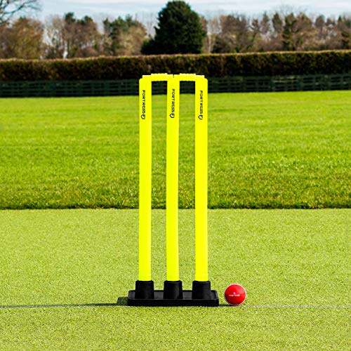 FORTRESS Paletti da Cricket con Base - Porta da Cricket con Base in Gomma Wickets | Set da Cricket | Paletti per Giovaneili e Adulti | Attrezzatura da Cricket in Plastica Giovanili (69cm)