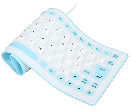 Clavier en Silicone étanche, Mini Clavier USB Filaire Flexible Pliable et Antipoussière Silencieux 85 Touches, Léger et Portable, Doux et Confortable à Utiliser, pour Ordinateurs Portables(bleu)