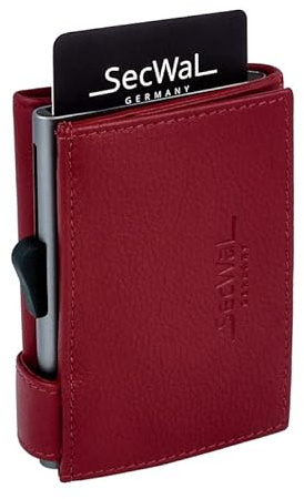 SecWal Kartenetui mit XXL Münzfach Druckknopf inkl. Geschenkbox - Made in Germany - Geldbörse inkl. Ebook für Damen und Herren - RFID Schutz Geldbeutel mit Wiener Schachtel (Rot)