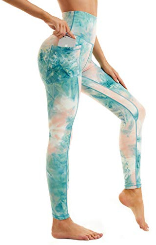 AMYTIS Damen Sport Leggings Yogahose High Waist mit Taschen Fitness Stretch Blickdicht Lang Gym Handytasche