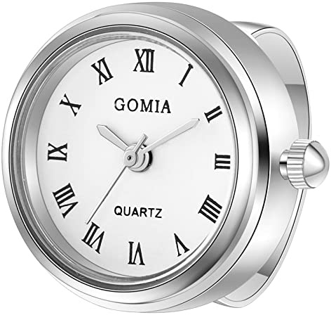 Avaner Ringuhr Fingeruhr mit rundes Gehäuse Mehrfarbiges römisches Zifferblatt Verstellbarer Ring 3ATM Wasserdicht Ring Uhr Finger Uhr ALS GESHCNEKE für Damen