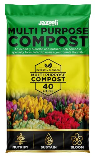 Jazooli 40L Multipurpose Compost Soil Bag - All Purpose Nutrient Rich Compost Mix for Potting, Seeds, Seedling, Outdoor Plant & Indoor Houseplant, Garden Growing - Eco-Friendly
