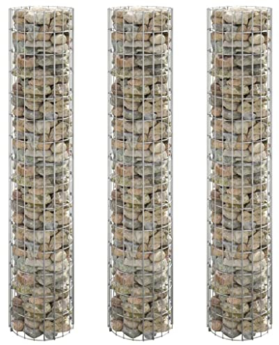INLIFE Gabionen-Hochbeete 3 STK. Rund Verzinkter Stahl Ø30x150 cm-2021