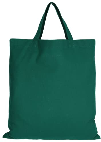TEXXILLA Baumwolltasche - OEKO-TEX 100 zertifiziert | mit zwei kurzen Henkeln | 38x42cm | Jutebeutel | Einkaufstasche | unbedruckt, Farbe:waldgrün