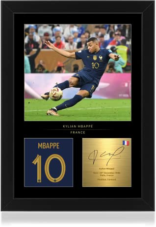 Win FC Kylian Mbappe gerahmtes Foto, A4, reproduzierte digitale Signatur, Geschenk für Fußballfans