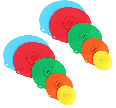 Mengmen Set di 10 coperchi in silicone per microonde per ciotola da per pentola da coperchio in silicone per alimenti, utensili da