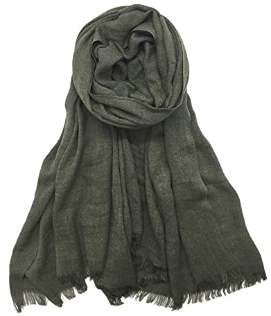 Whoiy Halstücher Damen Baumwolle, Schultertuch Xxl Großes Verlaufsrechteck Schwarz 180X90cm Warmer Winterschal-Poncho