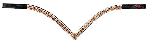 START Woden Stirnriemen Pferd Glitzer, Stirnband Leder Diamond Pferdestirnband Pferdeschmuck geschwungen für Trense, Stirnriemen für Pferde Größe Warmblut, Vollblut und Pony (Pony, Schwarz/Schimmernd)