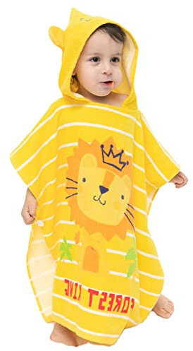 Doladola Baby Badetuch mit niedlichen Tier Ohren Design， Baby Kapuzenhandtuch 100% Bio Baumwolle Weich & Super Saugfähig, Unisex(2-4 Jahre, Löwe)