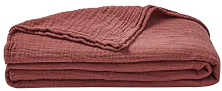 ESSIX Plaid uni en Gaze de Coton, Jazzy, 130x170cm, Rouge Toscane