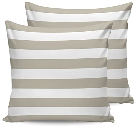 ALAGEO wasserdichte Kissenbezüge für den Außenbereich, Terrassenmöbel, einfarbig, gestreift, dekorativer Überwurf-Kissenbezug, beige, Kissenbezüge, Set mit 2 Kissenbezügen für Sofa, Couch, Stuhl