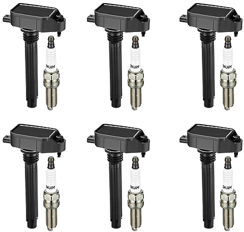 BDFHYK Ignition Coil Pack UF807 and Iridium Spark Plugs 93175 Compatible with Chrysler Pacifica Dodge Durango Jeep Grand Cherokee Wrangler Ram 1500 3.6L V6 68223569AB LKR7DIX-11S, Sets of 6