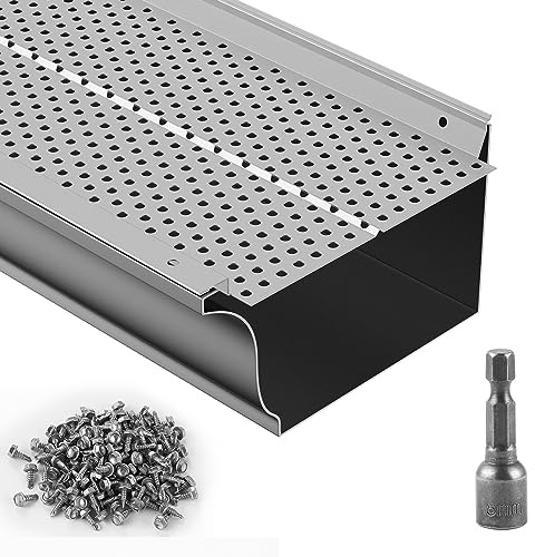 VEVOR Gutter Guard, 152mm Width, Aluminum Leaf Filter DIY Gutter Cover, 52 PCS 528cm Total Length, 4mm Hole Diameter & 0.5mm Thick Fits Any Roof or Gutter Type