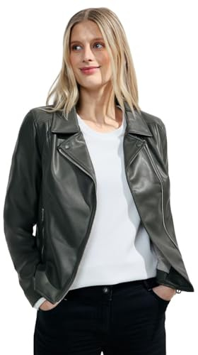 Cecil TOS PU-bikerjacka för kvinnor, stark khaki, XXL