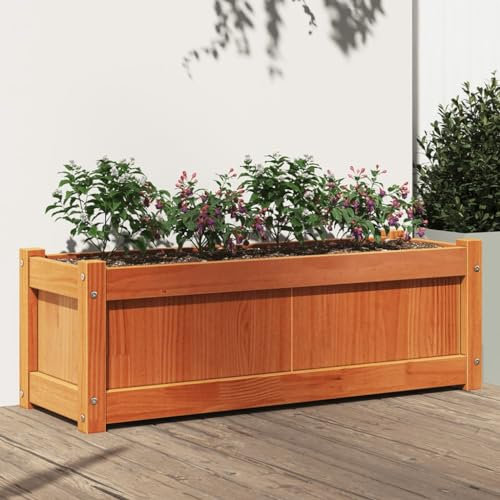 Cosisti Jardineras Exterior Grandes 90x31x31 cm, Macetero Grande, Maceteros de Madera para Plantas, Jardinera de Madera para Jardín Balcón o Terraza Marrón