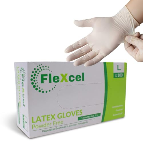 FleXcel Unisex Latex Gloves Disposible Glove (pack of 100)
