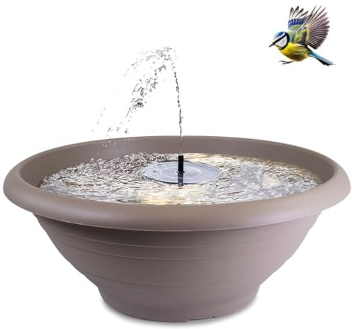 Set di fontane solari XXL per esterni, 60 cm, ciotola decorativa e fontana galleggiante a energia solare, fontana come gioco d'acqua per esterni, fontana da giardino come abbeveratoio per uccelli
