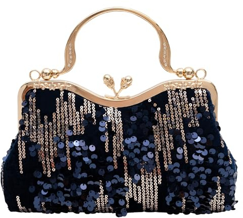 lapulio Bolso de noche de terciopelo con lentejuelas vintage adecuado para banquetes, bodas, fiestas y ocasiones formales