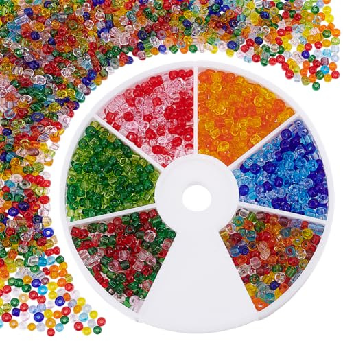 PH PandaHall 1000 Pcs 3mm Glasperlen 30g 6 Farben Freundschaftsarmband Perlen 8/0 für Armband, Halskette, Schmuckherstellung
