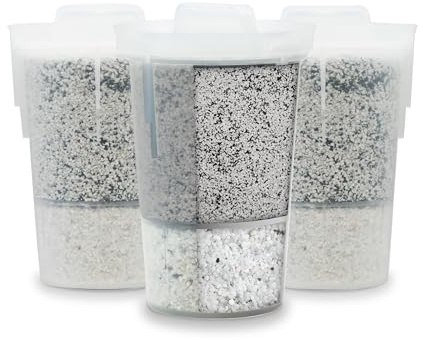 Santevia MINA Lot de 3 filtres à eau alcaline | Réduit le fluor, le chlore et le plomb | Ajoute des minéraux sains | Compatible avec les carafes Santevia MINA et système en verre | Cartouches de