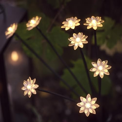 Lights4fun Lumière Solaire en Forme de 8 Fleurs à Piquets Amovibles avec LED Blanc Chaud Lampe Eclairage Solaire de 67 cm Décoration pour Jardin Terrasse Balcon Piscine Extérieur