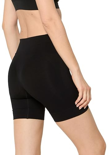 Endast de smidiga shortsen perfekt form, korta cykelbyxor, cykelshorts, ogenomskinliga, booty scrunch Shaping på magen, svart, M