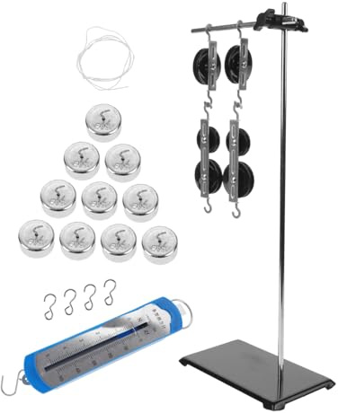 GARVALON Kit Didattico Pulegge Supporto in Plastica e Ferro, Strumento Multifunzionale Semplice per Esperimenti di Fisica nel Corso di Meccanica per Studenti