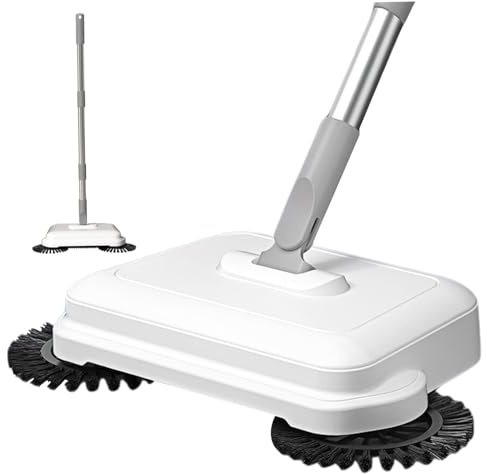Veesper 2-in-1 360 ° rotierende Handschieberboden-Kehrmaschine, hocheffiziente Teppich-Kehrmaschine mit langem Griff für Haus- und Bürohandbuch-Staubsaugen