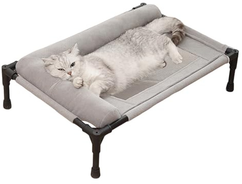 Pcingsia Erhöhtes Hundebett – Outdoor-Hundebett mit Kissen und atmungsaktivem Netzgewebe – abnehmbare Haustiermöbel für Katze, Terrasse, Sonnenbaden, Reisen, Training, Zuhause, Rasen und Boden
