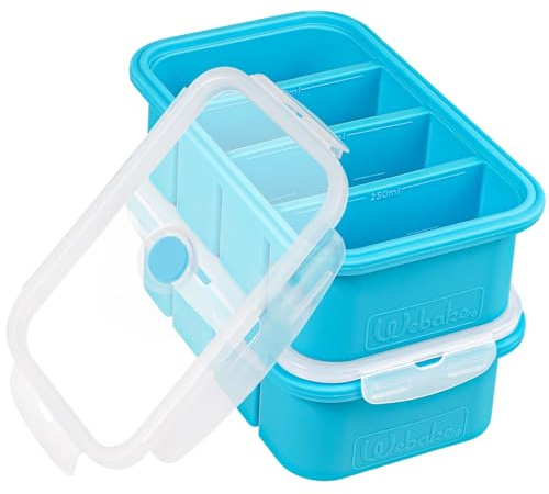 webake Recipientes para Congelar Sopa 250ml Molde de Silicona para Congelar con Tapa 2 Piezas Recipientes para Congelar Sopa, Recipientes para Alimentos, Recipientes de Almacenamiento, Molde para