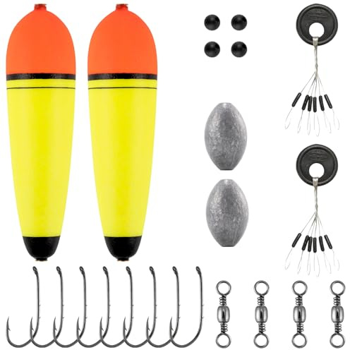 Alwonder 20 g Makrelen-Posen-Set zum Makrelenangeln, inklusive Perlen, Köderhalterhaken, Wirbel und Schwimmstopps, komplettes Zubehör für Dorsch oder Raubtiere, 2 Stück