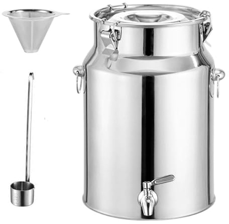 Yiustldd Secchio per Il Latte in Acciaio Inox con Rubinetto e Coperchio sigillato, bricco per Il Latte con Rubinetto, Contenitore per Il Trasporto in Acciaio Inox per Latte, Vino e Olio,5L