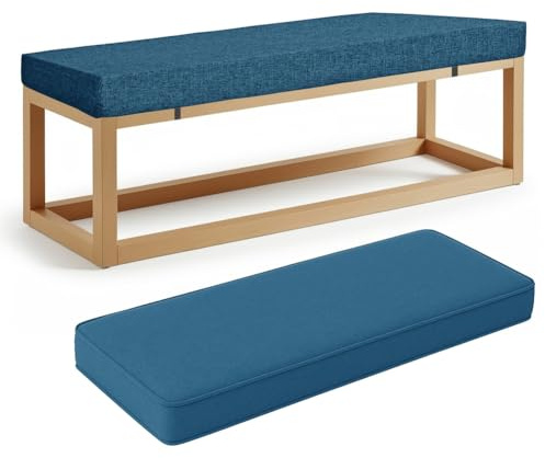 ZSWXF 5cm Dicke Sitzkissen Outdoor Leinenstoff Bankauflage Bankkissen Sitzauflage Stuhlkissen Bank Sitzbank Auflage Polster fur Banke Kissen Kissenauflage for Gardenbank,Blau,180 x 35 x 5 cm