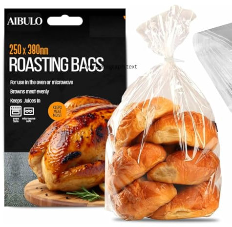 AIBULO 30-Pack Large Oven Roasting Bags 250mm x 380mm | 1.5L Heat-Resistant Food Bags for Chicken, Meat, Fish, Vegetables | BPA-Free Oven & Microwave Safe Cooking Bags